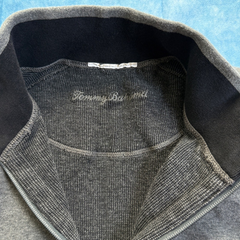 Tommy Bahama Gray Quarter Zip Pullover Sweatshirt Men's Large No Size Tag - Picture 3 of 7